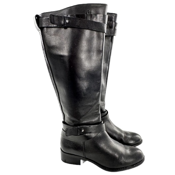 Franco sarto knee high wide calf boots size 6.5 37 L-Canary black leather riding - Picture 5 of 13
